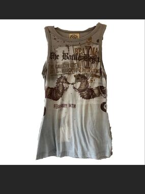 Skinny Minnie Graphic Studded Tank Top. M